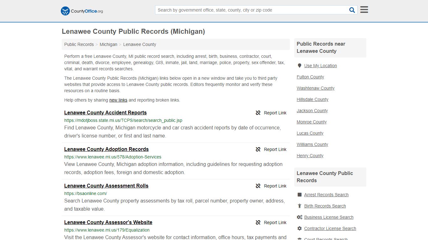 Lenawee County Public Records (Michigan) - County Office