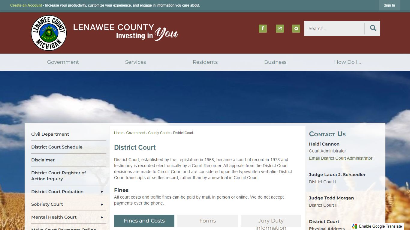 District Court | Lenawee County, MI