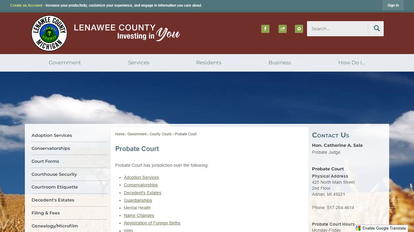 Probate Court | Lenawee County, MI